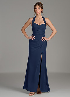 Azazie Destiny Bridesmaid Dresses Dark Navy Mermaid Sweetheart Neckline Chiffon Dress image1