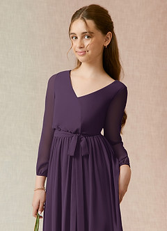 Azazie Angelica Junior Plum A-Line Pleated Chiffon Dress image6