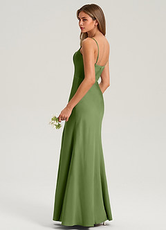 Azazie Lidia Bridesmaid Dresses Juniper Mermaid Side Slit Stretch Satin Dress image6