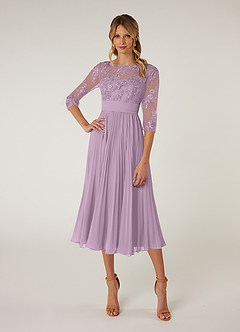 Azazie Tutu Wisteria A-Line Boatneck Lace Chiffon Dress Ready to Ship