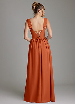 Azazie Caterina Vestidos de damas de honor Vestido Naranja Quemada de Gasa de Línea A con Corsé image6