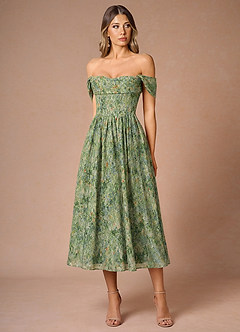 Hazel Green Floral Midi Dress image3