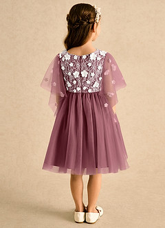 Azazie Mollie Flower Girl Dresses Desert Rose A-Line Lace Tulle Dress image2