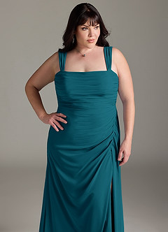 Azazie Jesaphine Bridesmaid Dresses Ink Blue Sheath Bow Chiffon Dress image13