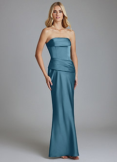 Azazie Lenya Bridesmaid Dresses Bermuda Sheath Pleated Stretch Satin Dress image5