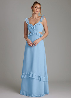 Azazie Malaya Bridesmaid Dresses Powder Blue A-Line Corset Chiffon Dress image1
