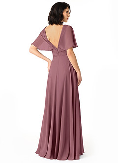 Azazie Pamela Bridesmaid Dresses Amethyst A-Line V-Neck Pleated Chiffon Dress image2
