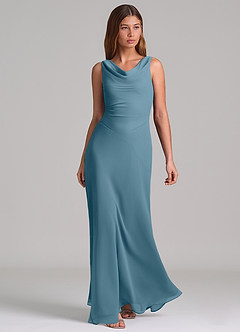 Azazie Nerine Brudtärnklänningar Klä av A-Linje i Chiffong Plisserad Bermuda image1