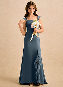 Azazie Novalie Girls Formal Flower Girl Dresses Twilight Mermaid Bow Stretch Satin Dress image5
