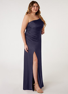 Azazie Eren Bridesmaid Dresses Stormy Mermaid One Shoulder Stretch Satin Dress image8