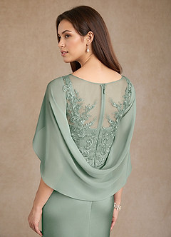 Azazie Hera Mother of the Bride Dresses Agave A-Line Lace Stretch Satin Dress image6