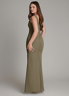 Azazie Hadley Bridesmaid Dresses Willow Green Mermaid Pleated Chiffon Dress image5