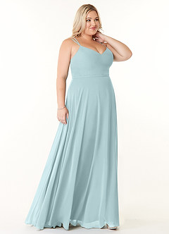 Azazie Janine Bridesmaid Dresses Mist A-Line V-Neck Chiffon Dress image8