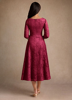 Azazie Durant Mother of the Bride Dresses Burgundy A-Line Pleated Floral Burnout Dress image3