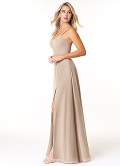 Azazie Moira Suknie dla druhen Linia A z kieszeniami Szyfon Do ziemi Sukienka image2