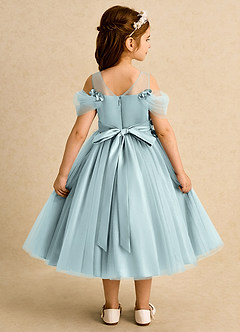 Azazie Juni Robe Demoiselle D'honneur Fillette Robe Princesse en Tulle Plissée Brume image2