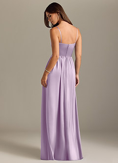 Azazie Calianna Bridesmaid Dresses Frosted Lilac A-Line Off the Shoulder Stretch Satin Convertible Dress image2