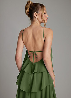 Azazie Deena Bridesmaid Dresses Olive A-Line Ruched Chiffon Dress image6