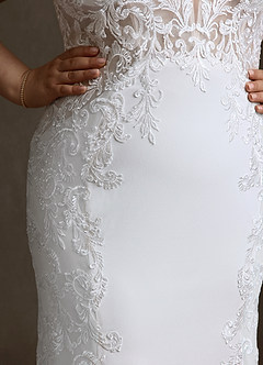 Azazie Estephanie Robes de mariée Robe Sirène en Crêpe Élastique Sequins Blanc De Diamant image14