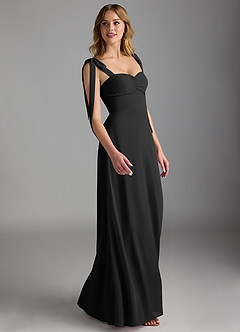Azazie Lizet Bridesmaid Dresses Black A-Line Sweetheart Neckline Chiffon Dress image3