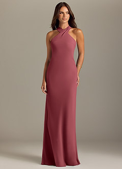 Azazie Doretta Bridesmaid Dresses Merlot Mermaid Pleated Chiffon Dress image1