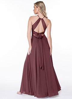 Azazie Evalleen Bridesmaid Dresses Sangria A-Line Pleated Chiffon Dress image4