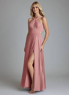 Azazie Hosanna Bridesmaid Dresses Dusty Rose A-Line Pleated Chiffon Dress image5