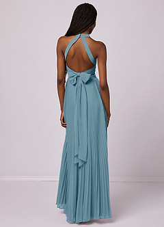 Barbie ♥ Azazie Vestidos de damas de honor Vestido de Azul Malhumorado de Gasa de Corte en A con Plisado image2