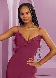 Barbie ♥ Azazie Bridesmaid Dresses Mulberry Sheath Chiffon Dress image13