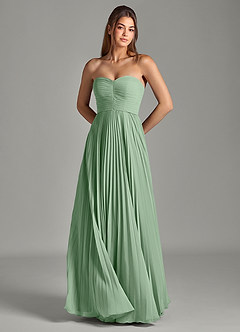 Azazie Chiana Final Sale Matcha A-Line Strapless Chiffon Dress image3