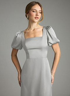 Azazie Fyona Suknie dla druhen Linia A Pofałdowany Satyna elastyczna Do ziemi Sukienka image12