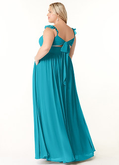 Azazie Metz Abiti da Damigella Abito A-Line in Chiffon Increspato con Scollo a Cuore Giada image10