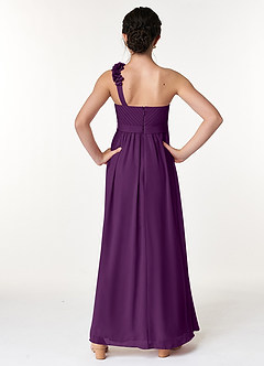 Azazie Flower Junior Grape A-Line Pleated Chiffon Dress image2