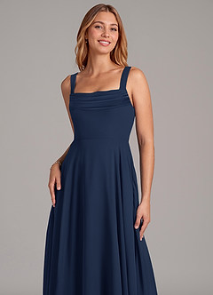 Azazie Shaude Bridesmaid Dresses Dark Navy A-Line Pleated Chiffon Dress image5