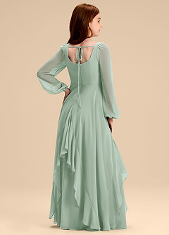 Azazie Clara Junior Abito A-Line in Chiffon Blusa Agave image8