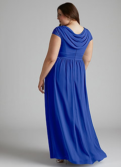 Azazie Organa Bridesmaid Dresses Royal Blue A-Line Pleated Chiffon Dress image9
