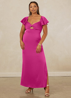 Christian Siriano Bridal for Azazie 1005 Bridesmaid Dresses Fuchsia Sheath Sweetheart Neckline Stretch Satin Dress image9