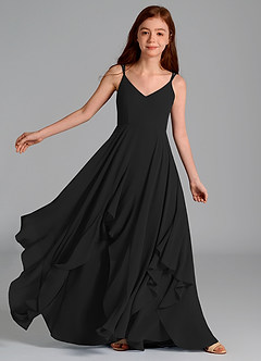 Azazie Karan Junior Abito A-Line in Chiffon Nero image1