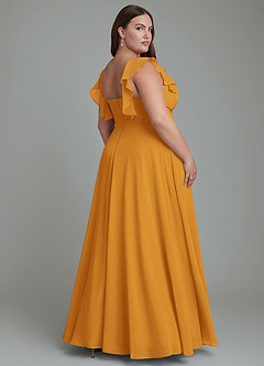 Azazie Leilani Bridesmaid Dresses Butterscotch A-Line Pleated Chiffon Dress image7