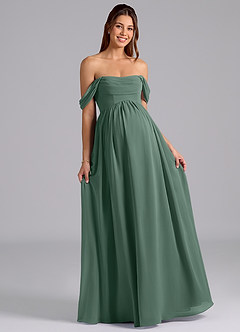 Azazie Saige Maternity Bridesmaid Dresses A-Line Pleated Chiffon Floor-Length Dress image4