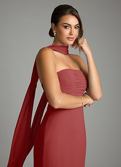 Azazie Saylor Vestidos de damas de honor Vestido de Óxido de Gasa de Corte Sirena con Sin tirantes image2