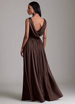 Azazie Novi Bridesmaid Dresses Ganache A-Line with Pockets Stretch Satin Dress image2