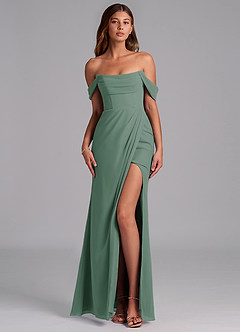 Azazie Johana Bridesmaid Dresses Eucalyptus Mermaid Off the Shoulder Chiffon Convertible Dress image1