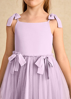 Azazie Jaci vestidos de niña de las flores Vestido de Lila Esmerilada de Gasa de Corte En A con Tirante Espagueti image7