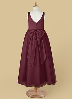 Azazie Marybell Blumenmädchenkleider A-Linie Schleifen Tüll Kleid Cabernetrot image10