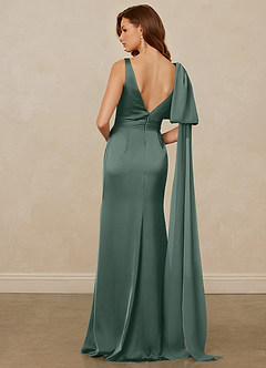 Christian Siriano Bridal for Azazie 1011 Bridesmaid Dresses Sea Moss Mermaid Bow Stretch Satin Dress image2