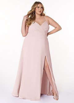 Azazie Everleigh Bridesmaid Dresses Blushing Pink A-Line Sweetheart Pleated Chiffon Dress image10