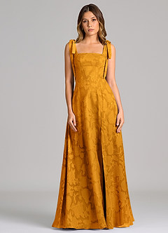 Azazie Debra Suknie dla druhen Linia A z kieszeniami Kwiatowe wypalenie Do ziemi Sukienka image4