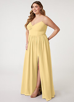 Azazie Zeya Bridesmaid Dresses Butter A-Line V-Neck Pleated Chiffon Dress image8