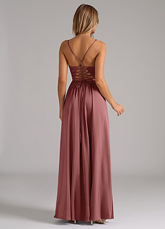 Azazie Aaida 신부 들러리 드레스 A라인 코르셋 스트레치 새틴 바닥 길이 드레스 image6